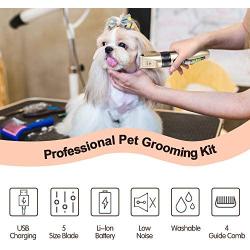 Dog Hair Clippers for Grooming – Professional Low Noise Electric Cordless Pet Hair Trimmer Shaver Razor for Dogs Cats and Other Animal with Thick Long and Thin Hair
