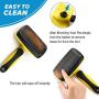 Avont Self Cleaning Slicker Brush for Dogs and Cats, Undercoat Rake Grooming Brush Deshedding Tool Pet Removes Mats, Tangles, and Loose Hair -Yellow