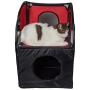 PET LIFE Kitty-Play Collapsible Travel Interactive Kitty Cat Tree Maze House Lounger Tunnel Lounge, One Size, Red and Black