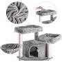 Hey-bro Extra Large Multi-Level Cat Tree Condo Furniture with Sisal-Covered Scratching Posts, 2 Bigger Plush Condos, 2 Perch Hammock, Scratching Posts Smoky Gray MPJ031G