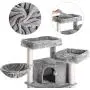 Hey-bro Extra Large Multi-Level Cat Tree Condo Furniture with Sisal-Covered Scratching Posts, 2 Bigger Plush Condos, 2 Perch Hammock, Scratching Posts Smoky Gray MPJ031G Hey-bro Extra Large Multi-Level Cat Tree Condo Furniture with Sisal-Covered Scratching Posts, 2 Bigger Plush Condos, 2 Perch Hammock, Scratching Posts Smoky Gray MPJ031G