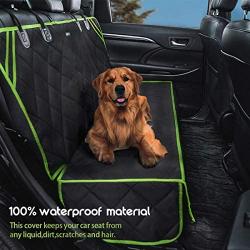 Dog Car Seat Cover Protector - Waterproof, Heavy-Duty and Nonslip Pet Car Bench Seat Cover for Dogs with Universal Size Fits for Cars & SUV (Green Edge) (56‘’X50‘’)