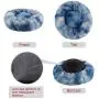 Dog Beds, Donut Fluffy Dense Plush Pet Calming Round Bed Deep Cuddler Cat Dog Puppy Sleeping Cushion Pet Beds with Non-Slip Bottom (M(23.6x23.6), Tie-dye Royal Blue)