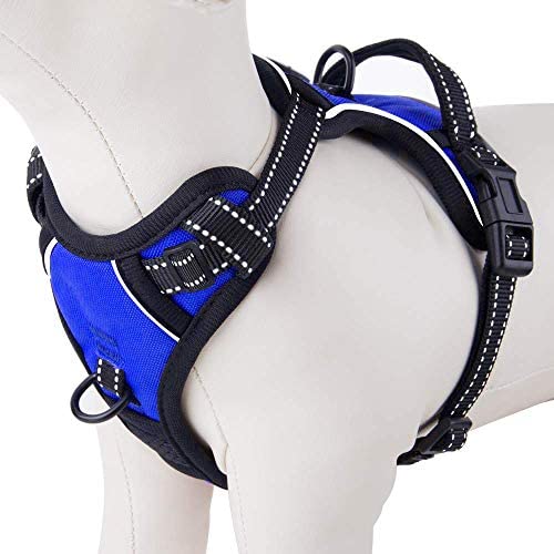 PHOEPET No Pull Dog Harnesses for Small Puppies Reflective Adjustable Front Clip Vest with 2 Metal Leash Attachment Hooks Soft Handle [Over The Head Design](S, Royal Blue)