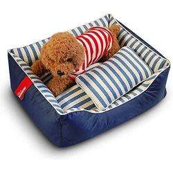 Pet Bed Dog Bed Pet Bed, Cotton Kennel Full Washable, Durable Wear Resistant, Suitable for Small and Medium Dogs Pet Waterloo (Color : Blue, Size : S(45×35×17cm))