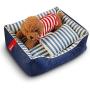 DFVV Pet Bed Pet Bed in Stripe, Dog&Cats Mat Comfortable and Soft, Solid Durable, Improve Love Pet Sleep, Pet Waterloo (Color : Brown, Size : S(45×35×17cm))
