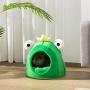 Hollypet Cozy Pet Bed Warm Cave Nest Sleeping Bed Frog Shape Puppy House for Cats and Small Dogs, 17 x 16 inches