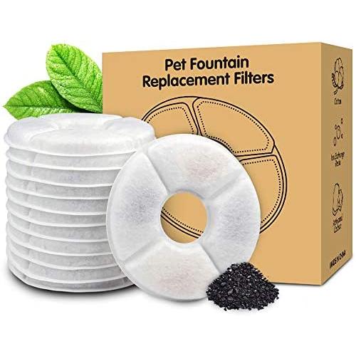 MOOBONA 12-Pack Replacement Filters for Cat Fountain | Pet Water Fountain Filters | Activated Carbon Filters