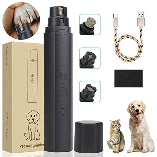 Dog Nail Grinder with LED Light,Cordless Cat Nail File Clipper with 2-Speed Noise-Free Rechargeable Pet Claw Grinder,Safe Quiet Painless Dog Nail Trimmer Dogs Cats-Low Power Consumption