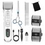 ACAPETTY Dog Grooming Clippers Kit, Professional Pet Cordless Low Noise Clippers Hair Trimmer with Sharp Blades, Rechargeable Quiet Hair Clipper with Comb Guides Scissors for Dogs Cats and Animals