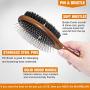 Premium Handmade Pet Double Sided Pin & Bristle Grooming Beechwood Brush for Dogs & Cats with Short or Long Hair, Effortlessly Remove Loose Hair Plus Stimulate Skin While Creating a Soft Coat Shine.
