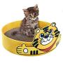 VIRTUAL UNIQUE Cartoon Cat Scratcher - Eco-Friendly - Non-Toxic - Fresh Catnip Included - Cat Scratch Pad Fits Cats - Available in Yellow or Black Colors - 16 x 16 x 4 inches