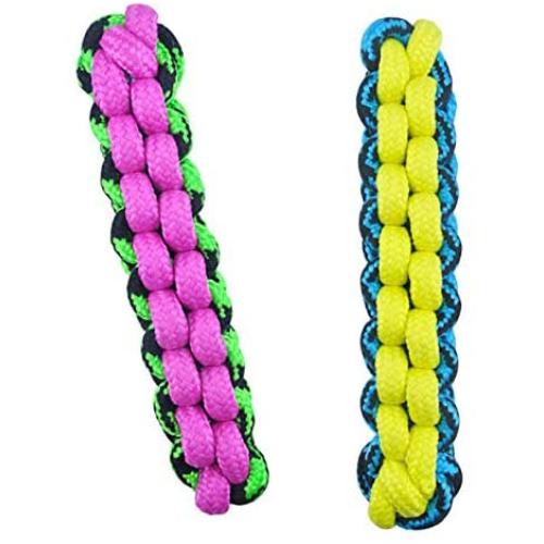 MPP Paracord Rope Dog Toys Tough Fetch Stick Braided Chew Tug Choose Color 10 1/4''