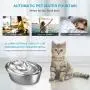 WOPET Cat Water Fountain Stainless Steel,Pet Fountain Dog Water Dispenser, Pet Drinking Fountain with 3 Replacement Filters for Dogs, Cats, Birds and Small Animals