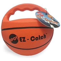 SPOT EZ Catch 6'' Ball | Dog Ball with Handle | Rubber Basketball Design | Pet Toys | Dog Toys | Dog Squeaky Toy | Interactive Dog Toys | Dog Balls | Dog Backyard Fun | Durable Dog Toys | Play Fetch