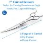 JASON Left Handed 7'' Dog Grooming Scissors, Ergonomic Blending, Chunkers, Curved, Straight Cat Pet Hair Trimming Thinning Shears with Offset Handle and a Jewelled Screw, Professional