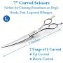 JASON Left Handed 7'' Dog Grooming Scissors, Ergonomic Blending, Chunkers, Curved, Straight Cat Pet Hair Trimming Thinning Shears with Offset Handle and a Jewelled Screw, Professional