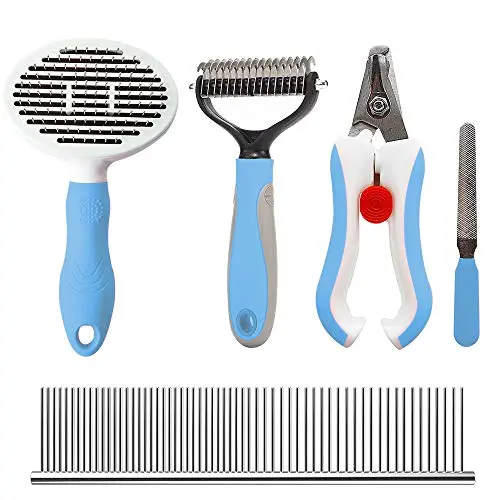 Pet Grooming Tool Dematting Comb Grooming Hedding Pet Brush Butter Comb Nail Clipper Set for Cats & Dogs