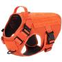 ICEFANG Tactical Dog Harness with 2X Metal Buckle,Working Dog MOLLE Vest with Handle,No Pulling Front Leash Clip,Hook and Loop for Dog Patch (L (Neck:18''-24'' ; Chest:28''-35'' ), Safety Orange)