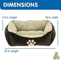 Cozy Pet Embroidered Paw Print Textured Lounger Pet Bed for Dogs