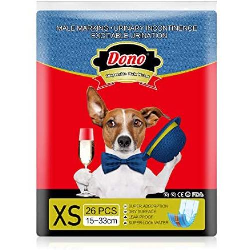 Dono Disposable Dog Diapers Male-Dogs Jeans Super Absorbent Soft Pet Diapers Doggie Wraps for Male Puppy Dogs,26pcs Leak Protection Excitable Urination or Incontinence