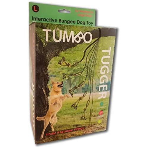 Tumbo Tugger Exercise Dog Toy - (Hanging Bungee Rope tug Toy) ENTERTAINS Your Dogs w/Energetic, Interactive Solo Play tug or war Action