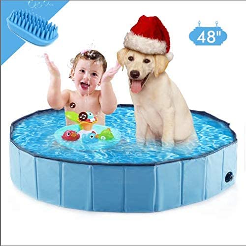 WESTERN HOME WH Foldable Dog Pools ，Plastic Kiddie Pool & Collapsible Dog Swimming Pools for Large Dogs, Portable Bathtub Pet Swimming Pool
