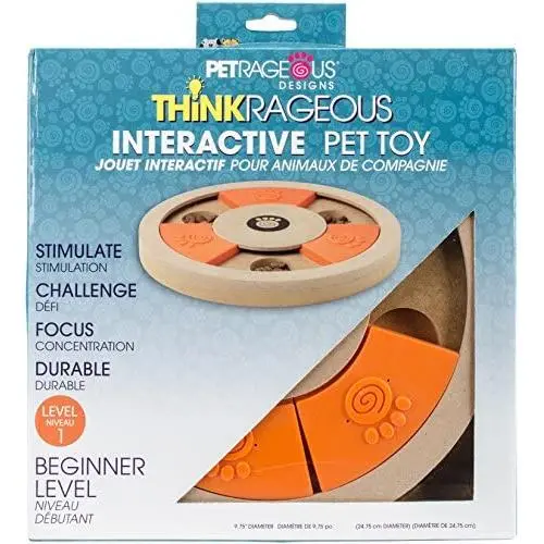 PetRageous Thinkrageous Interactive Beginner Level Puzzle Piece Pet Toy, 9.84'', Orange