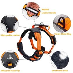 Canple Dog Harness no-Pull Adjustable Reflective Oxford Leather Soft pet Outdoor Vest with 2 Metal Leash Clips and Handle Easy to wear for Medium, Large, X-Large Dogs