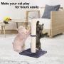 Pettom Cat Scratching Post Sisal 19.6” Height Cat Claw Scratcher with Spinning Ball Tease Toy Carpet Covered Heavy Base Vertical Full Wrapped Easy to Set Up 