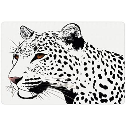 Ambesonne Pet Mat for Food and Water, Rectangle Non-Slip Rubber Mat for Dogs and Cats