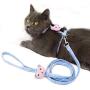 Forestpaw Cute Cat Halter Harness with Matching Leash,Escape Proof Adjustable Soft Canvas Strap and Long Leash for Cat Kitten Interaction and Outdoor Walking