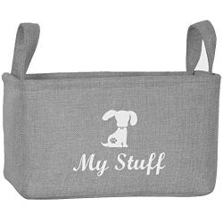 Brabtod Rectangular Storage Basket Bin - Cute Canvas Organizer Bin for Pet Toys,Blankets,Leashes