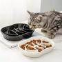 DotPet Cats Slow Feeder Bowl, Unique Fish-Bone Fun Interactive Design Ceramic Cat Dog Anti-Gulping Healthy Eating Diet Slow Feeder Ceramic Cat Bowl, Against Bloat, Indigestion and Obesity