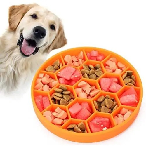 Pawow Slow Feeder Dog Bowl with Bottom Suction Cup, Puzzle Feeders Bowl Fun Feeder Interactive Bloat Stop Dogs Dish, Silicone Slow Feed Pet Food Water Bowl for Large Medium Small Dogs