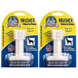 Bullibone Brusher: Dog Teeth Cleaning Brushing Toothbrush Stick - Long Lasting Nylon Peppermint Chew Toy for Dog Oral Care and Dental Health for Small Dogs and Puppies