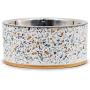 Pet Junkie Terrazzo Elevated Dog Bowl for Food and Water with Stainless Steel Washable Inner Bowl, White