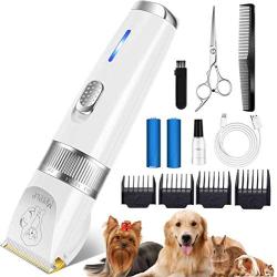 Merece Dog Clippers Grooming Kit - Professional Heavy Duty Dog Grooming Clippers for Small Large Dogs Thick Coats, Quiet Rechargeable Cordless Dog Pet Hair Clippers Pet Grooming Tools for Dogs Cats