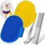 4PCS Upgraded Dog Grooming Brush and Comb Set, Gentle Dog Shampoo Brush, Dog Brush for Shedding and Grooming & Dog Comb, Pet Bath Brush for Dogs & Cats With Long Short Hair