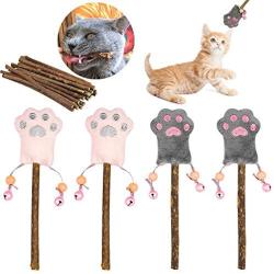 ZooZoo Catnip Silvevine Teaser Cat Toy Set (4xToys+20xMatatabi Chew Sticks), Soft Plush Interactive Fun Play Natural Treat Stimulate Active Pet Exercise Teeth Dental Cleaning Entertain Euphoric Effect