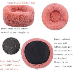 XIAJIE Pet Bed, Fluffy Luxe Soft Plush Round Cat and Dog Bed, Donut Cat and Dog Cushion Bed, Self-Warming and Improved Sleep, Orthopedic Relief Shag Faux Fur Bed Cushion
