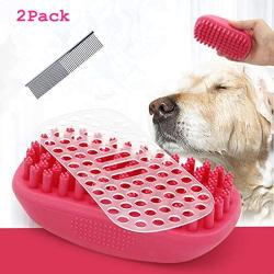 swelldom 2 Pack Dog Bath Brush & Dog Grooming Comb - Dog Deshedding Brush Gently Removes Loose Hair, Shampooing and Massaging Dogs, Cats for Short or Long Hair