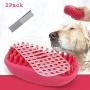 swelldom 2 Pack Dog Bath Brush & Dog Grooming Comb - Dog Deshedding Brush Gently Removes Loose Hair, Shampooing and Massaging Dogs, Cats for Short or Long Hair