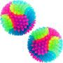 Sumind 2 Pieces Light Up Spiky Dog Balls Glowing Pet Spiny Ball LED Flashing Elastic Pet Ball Molar Ball Interactive Pet Toys for Cats Dogs Chewing Chasing, 2.2 Inch