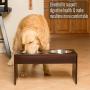 PetFusion Elevated Dog Bowls, Cat Bowls -- Bamboo feeder w/ Water Resistant seal (Short 4'' Tall 10'' options). US FOOD GRADE Stainless Steel raised bowls