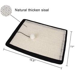 APAPET Cat Scratching Mat,Natural Sisal Furniture Protector Scratch Pad Couch Shield with Cat Ball for Sofa,Carpet,Chair,M Size