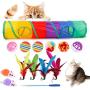 xiaolang 14 Piece Cat Play Tunnel Set, Colorful Pet Cat Interactive Toy, Cat Play Tent Interactive Toy, Durable Collapsible Cat Tunnels for Indoor cat,