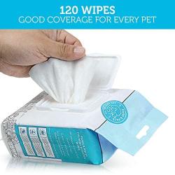 Pet Grooming Wipes for Dogs & Cats (Pack of 120) Fragrance-Free, Cleans, Deodorizes & Hypo-Allergenic