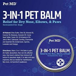 Pet MD Dog Paw Balm - 3-in-1 Paw, Nose/Snout, & Elbow Moisturizer & Paw Protectors for Dogs - 2 oz Paw Wax with Shea Butter, Coconut Oil, & Beeswax