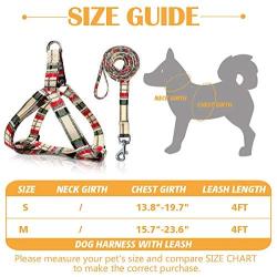 WACLTE Puppy Harness with Leash - Escape Proof Safe Easy Walking Plaid Cute Small Dog Harness - Adjustable Soft Nylon Comfortable for Doggie - Great for Training/Hiking/Running